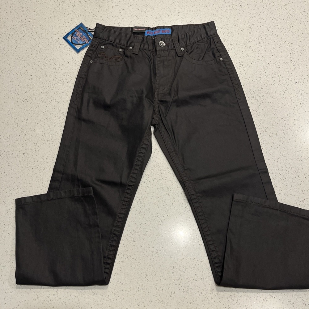 Wild West Boots Premium Jeans Men's 30/30 Black Oil Denim  Cowboy Western‎ NWT